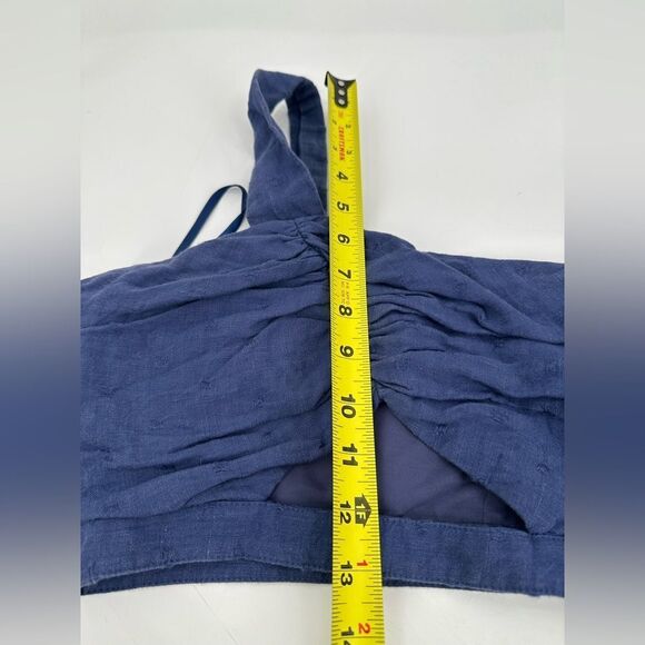 Tularosa One Shoulder Crop Top Blue Linen XXS - Picture 9 of 9